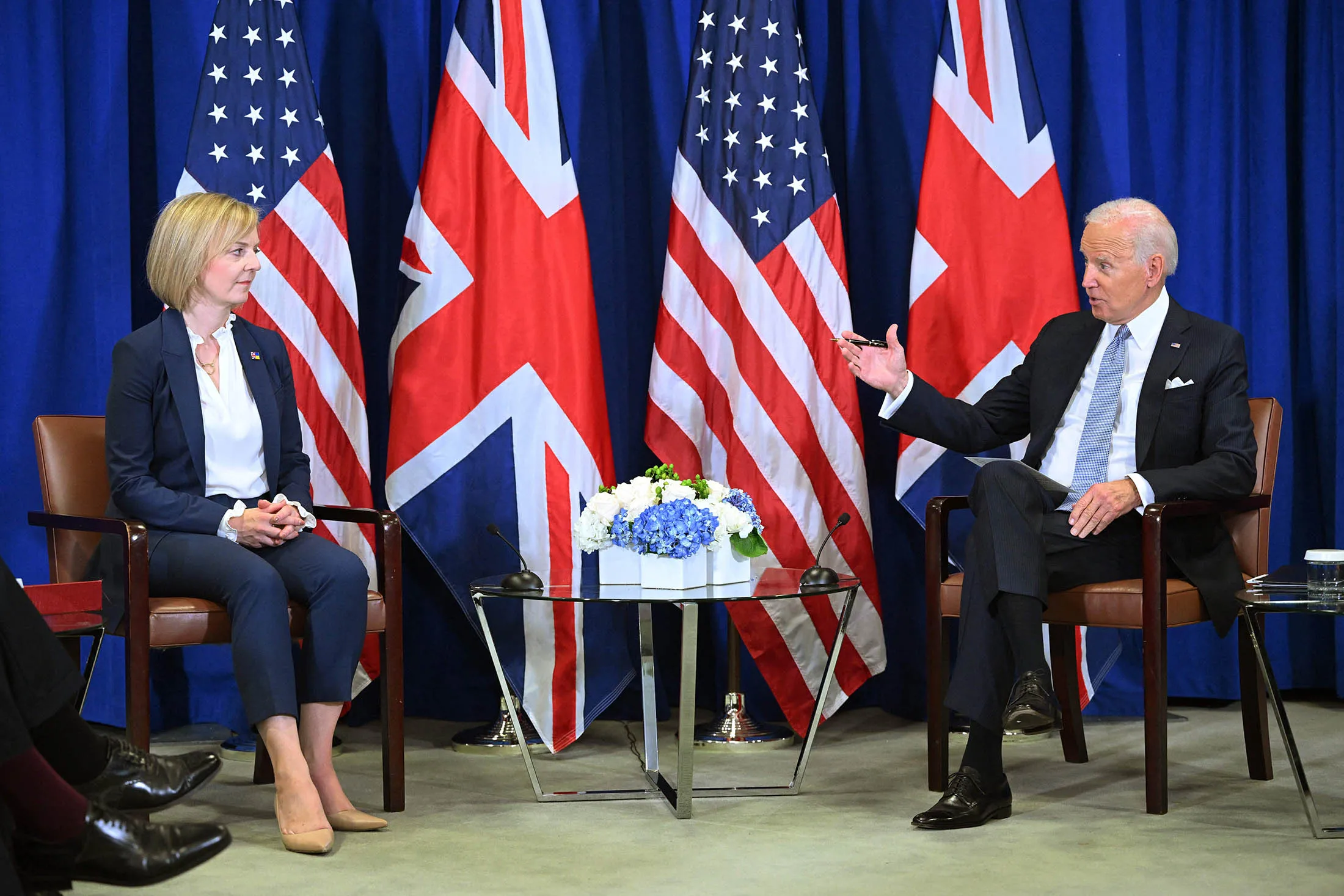 President Joe Biden meets with British Prime Minister Liz Truss on the sidelines of the United Nations General Assembly on Sept. 21.