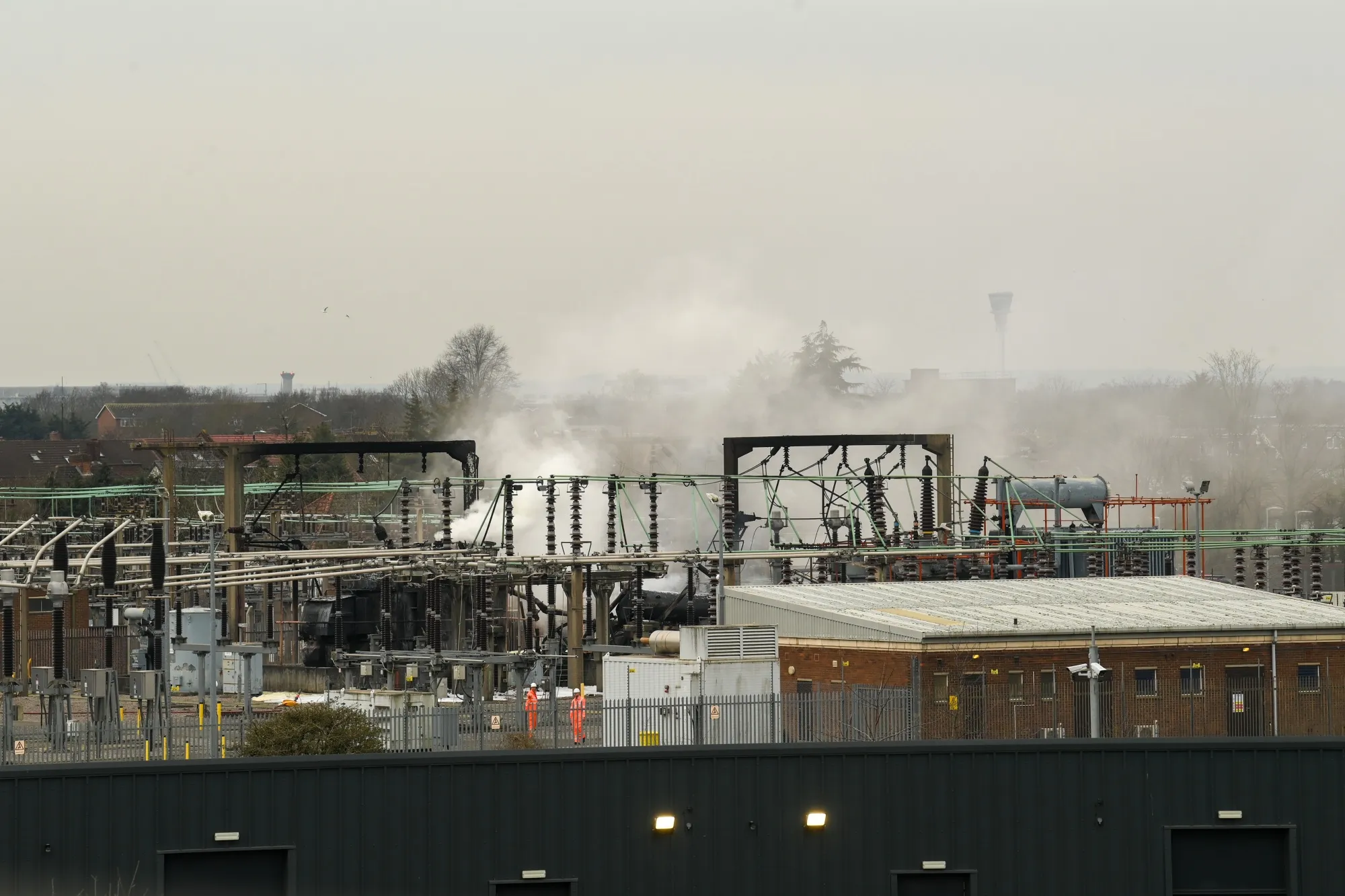 Smoke from a fire at North Hyde Electricity Substation near London Heathrow Airport in London on March 21.