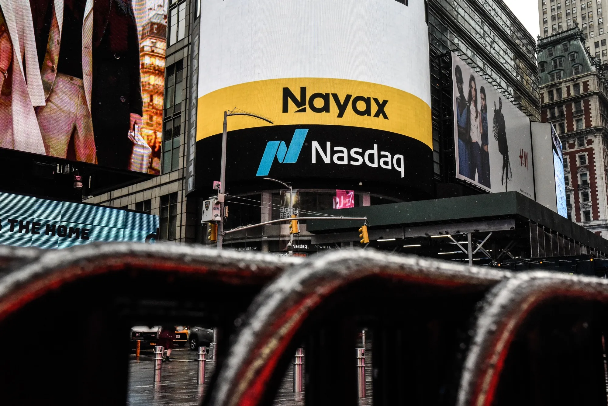 Signage outside the Nasdaq MarketSite in New York, US, on Thursday, March 23, 2023.