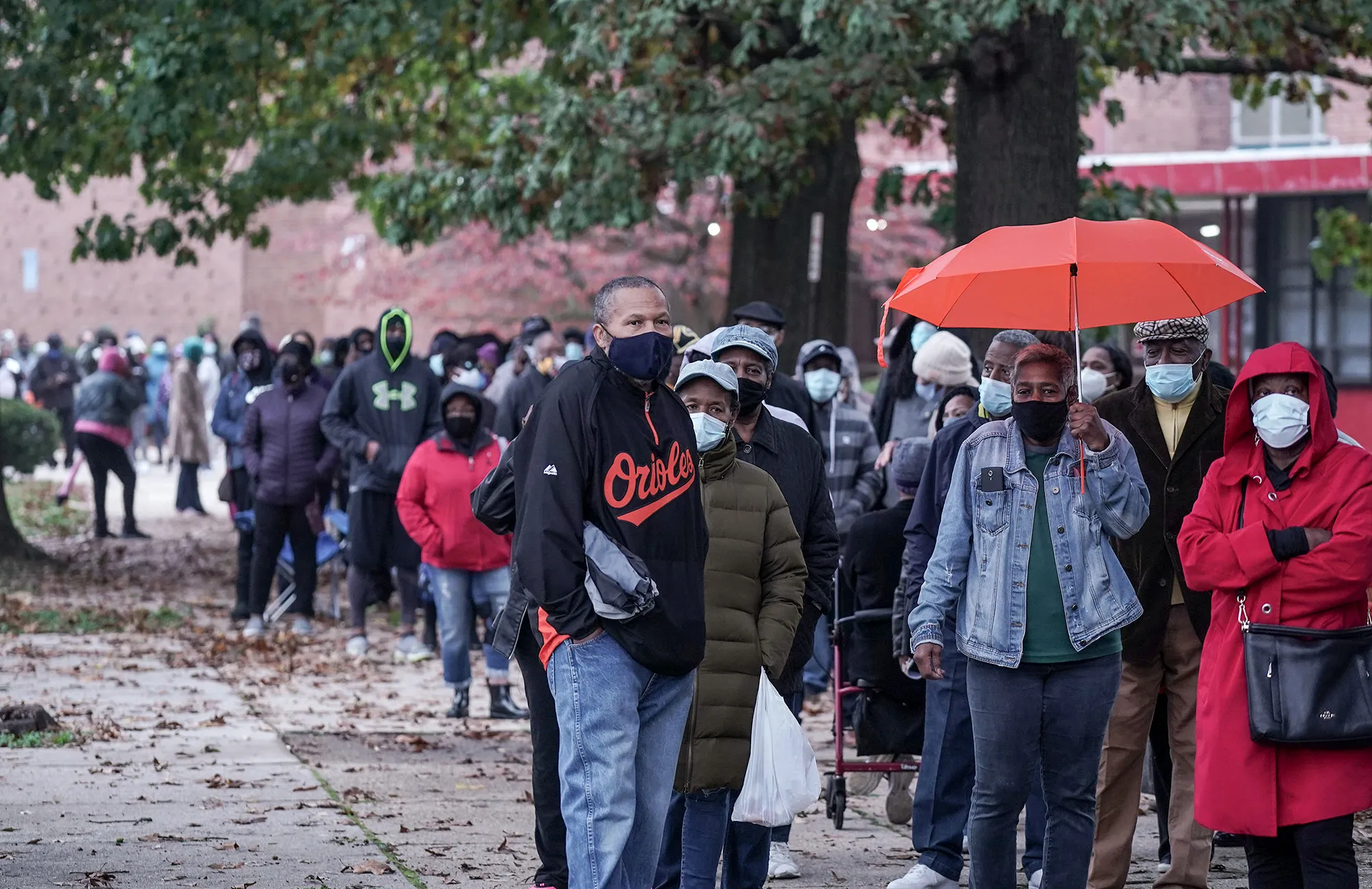 Baltimore residents line up for early voting on Oct. 26. More than 40 million people have already voted by mail in 2020, according to the&nbsp;U.S. Elections Project.