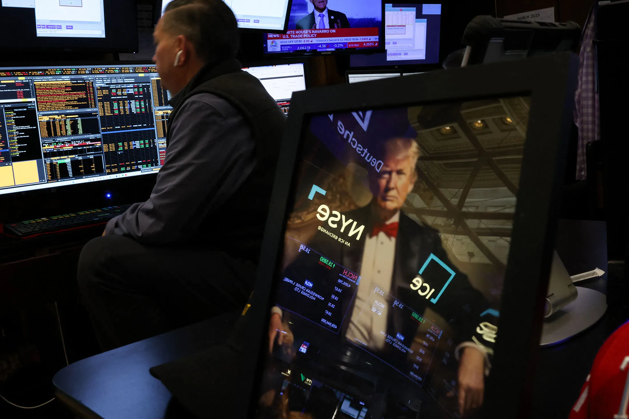 A trader&nbsp;on the floor of the New York Stock Exchange at Friday’s opening bell.