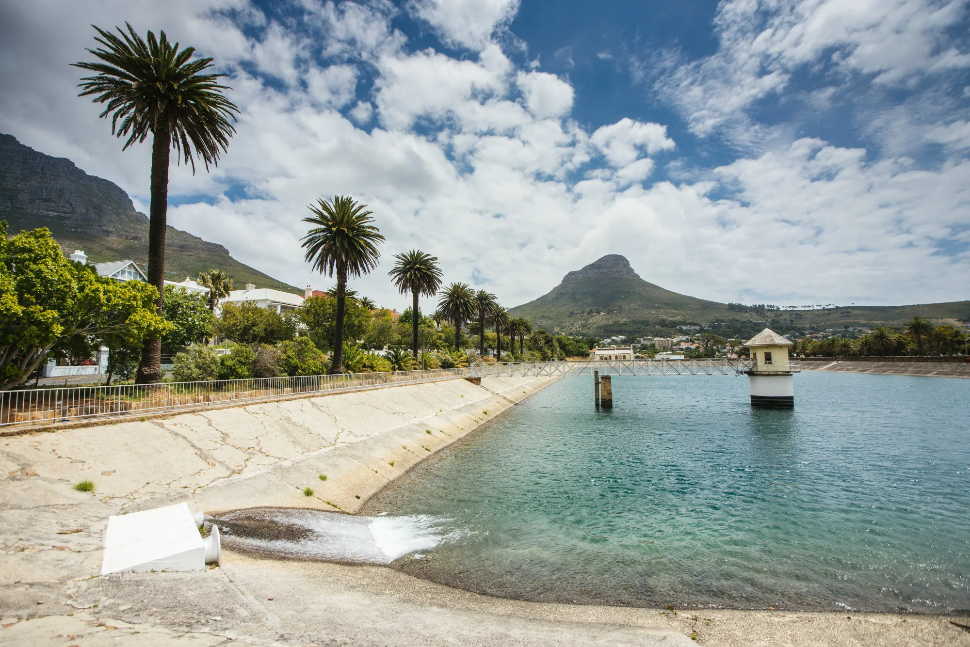 Water sits in the Molteno reservoir in Cape Town, South Africa.