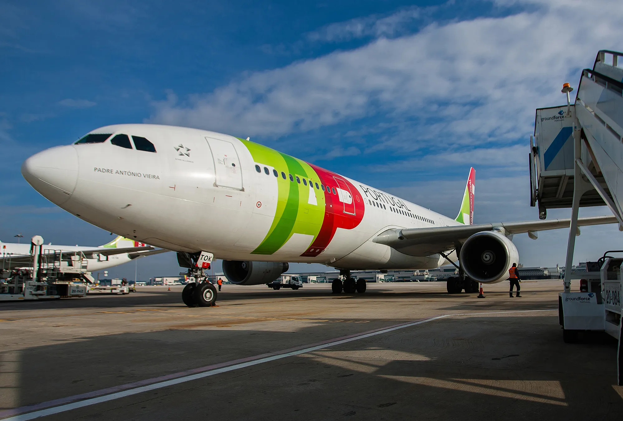 A TAP&nbsp;airliner&nbsp;at Lisbon International&nbsp;airport.