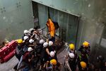 Demonstrators break into the Legislative Council building during a protest on July 1.
