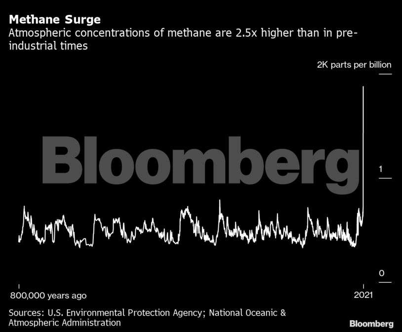 Methane Surge | Atmospheric concentrations of methane are 2.5x higher than in pre-industrial times