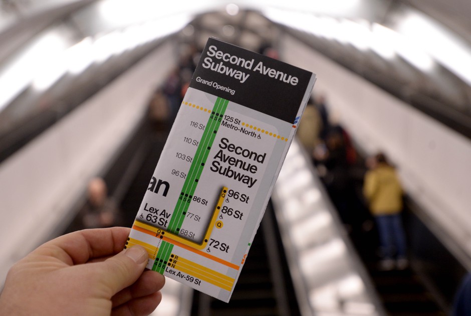 An image from the grand opening of Manhattan's Second Avenue Subway line in 2017. Officials have been criticized for opening it before it extended past East 96th Street, a dividing line that separates one of Manhattan's wealthiest neighborhoods, the Upper East Side, from East Harlem, one of the poorest.