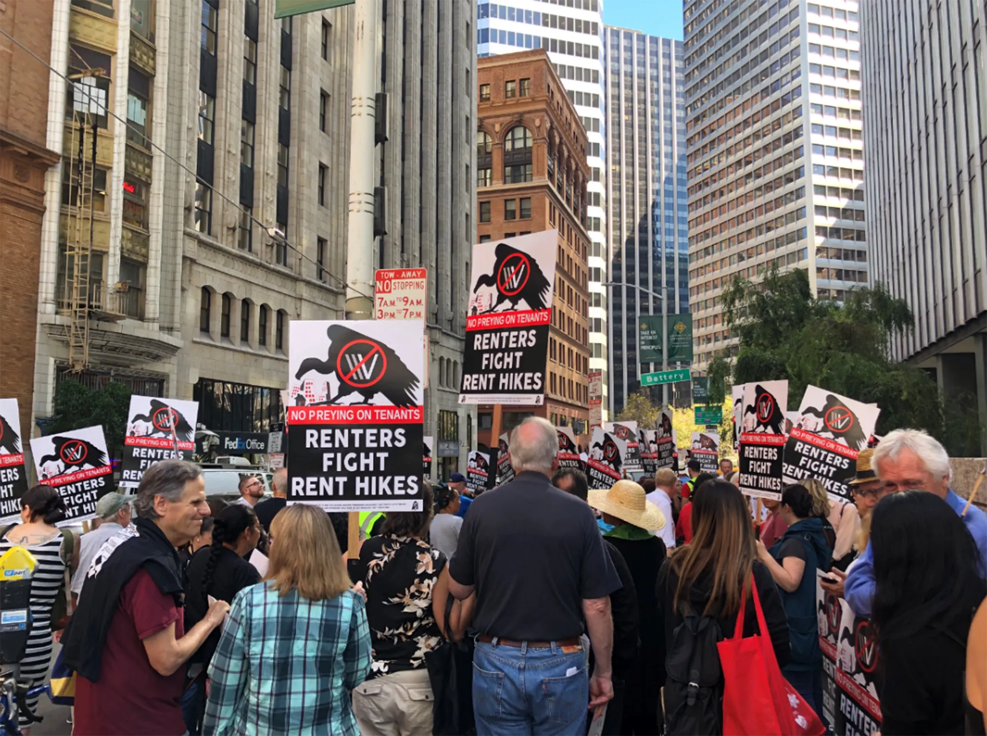 Housing rights activists and Veritas tenants protesting outside the company’s headquarters last month.