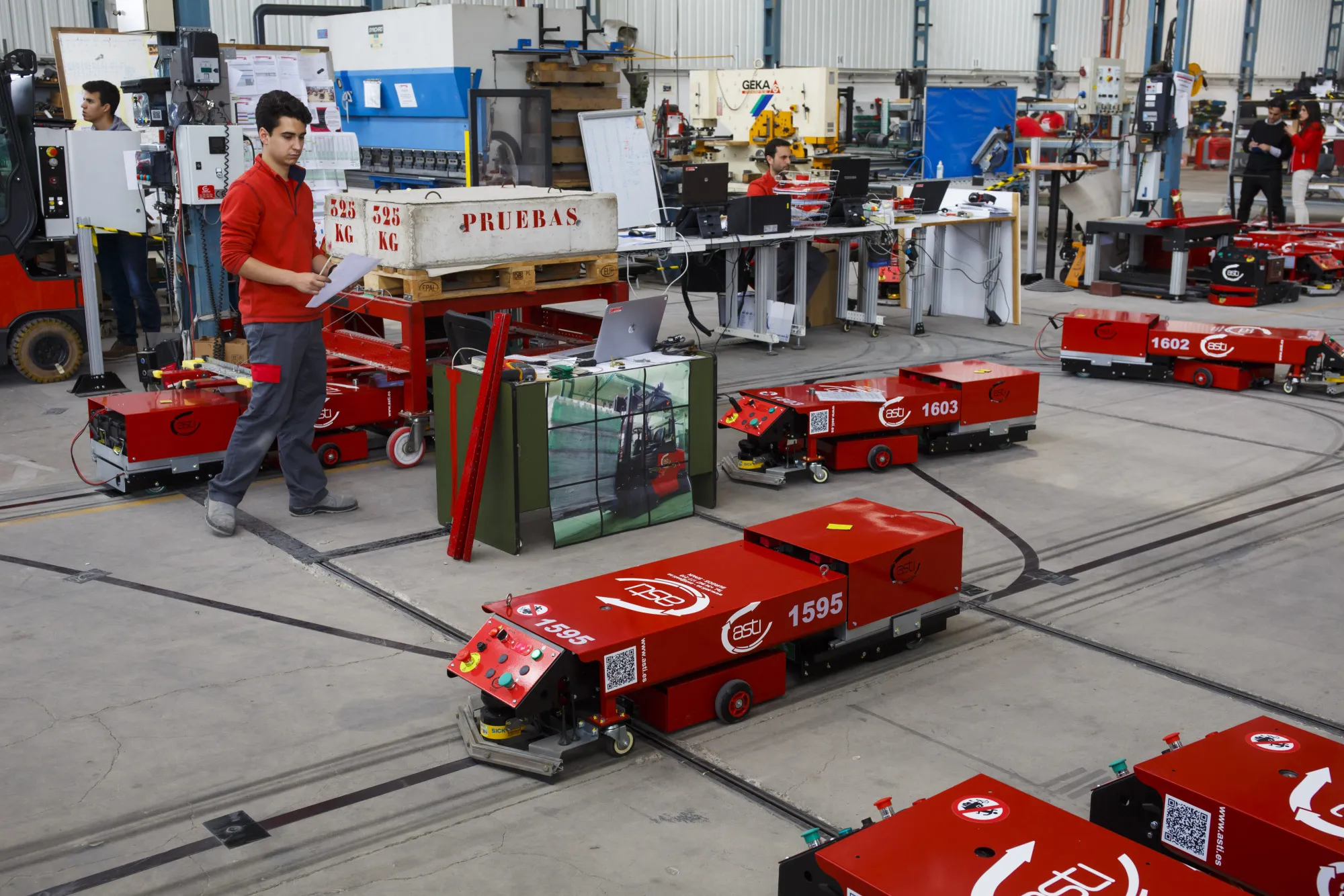 Easybots are put through testing at the 5,500 square meter ASTI building.
