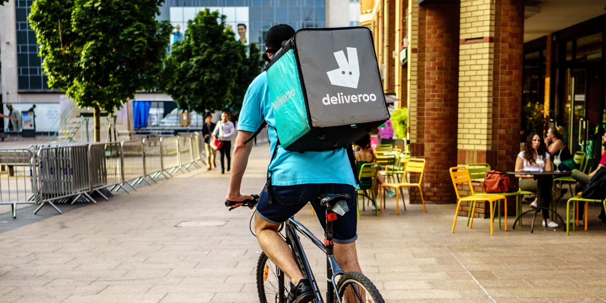 Deliveroo driver is riding in Coventry City Centre