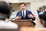 Buttigieg speaks to parishioners at the Kenneth Moore Transformation Center in Rock Hill, South Carolina, on Oct. 27.