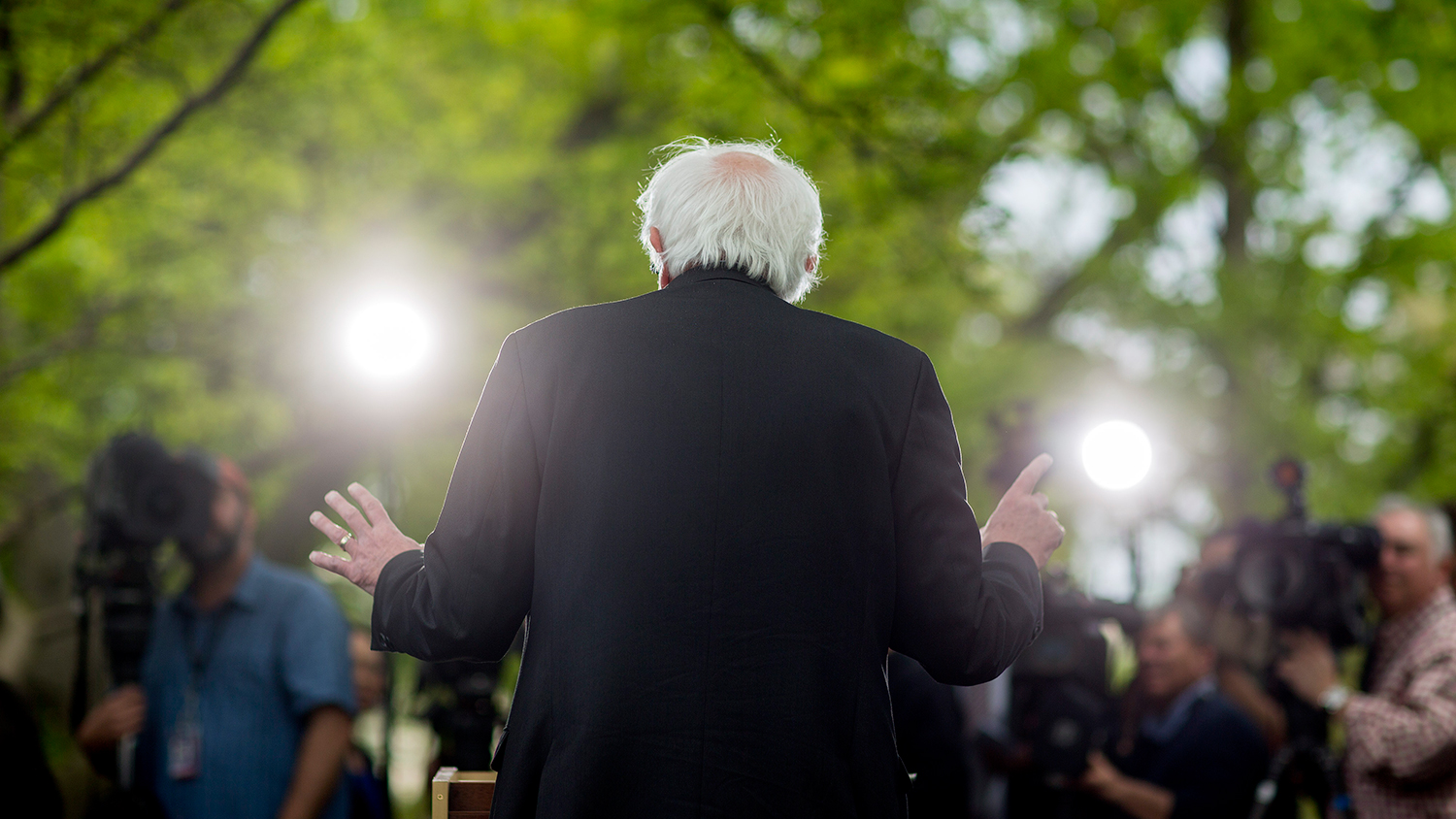 Senator Bernie Sanders, an Independent from Vermont, speaks during a news conference outside the U.S. Capitol Building in Washington, D.C., U.S., on Thursday, April 30, 2015.
