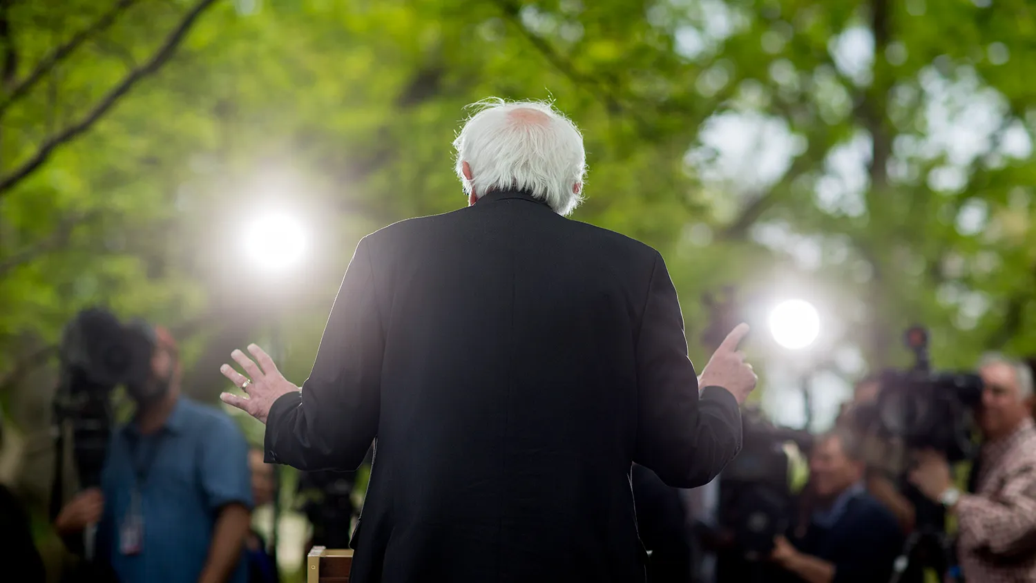 Senator Bernie Sanders, an Independent from Vermont, speaks during a news conference outside the U.S. Capitol Building in Washington, D.C., U.S., on Thursday, April 30, 2015.

