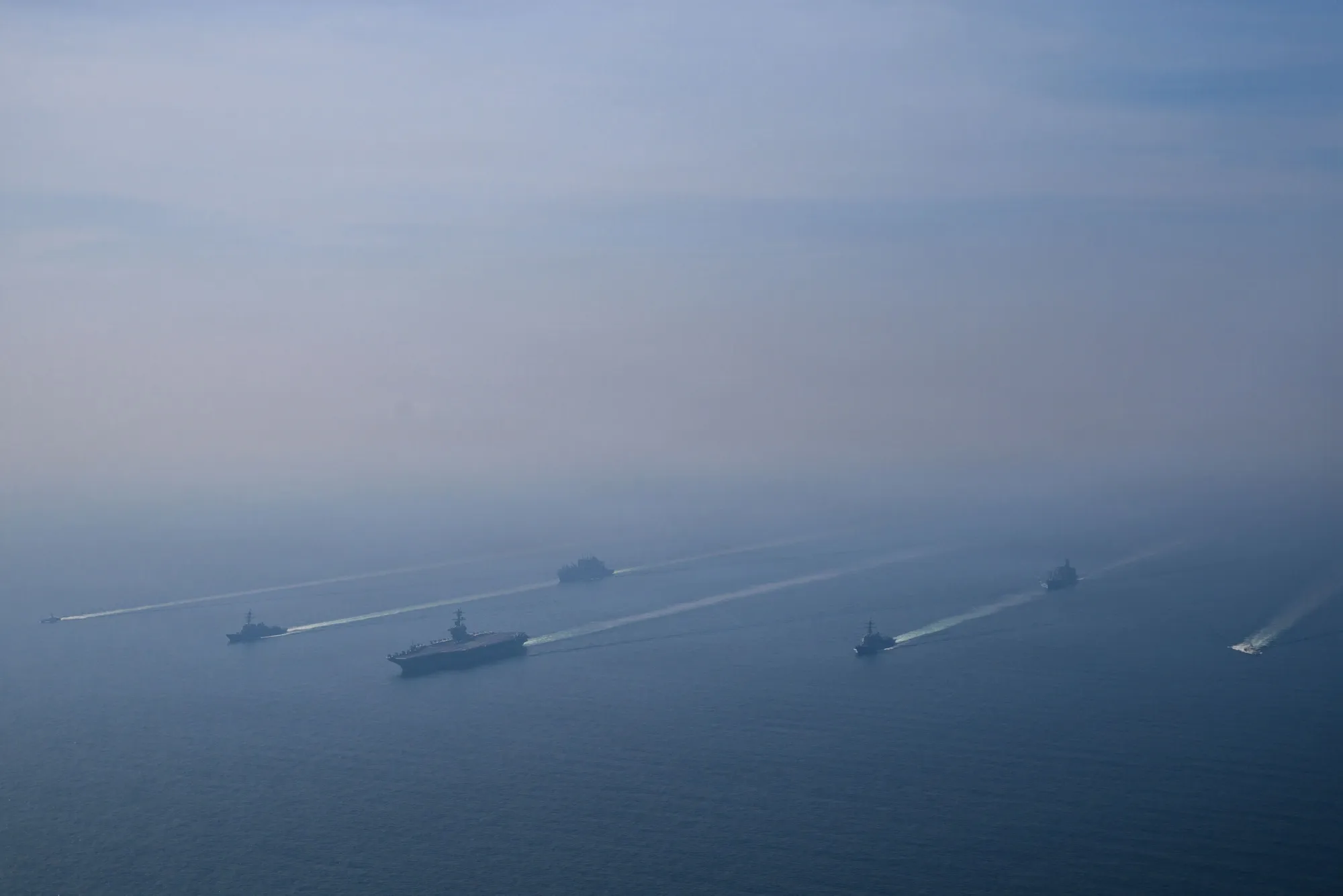 US military ships sail in the Arabian Sea earlier this month in this Defense Department photo.