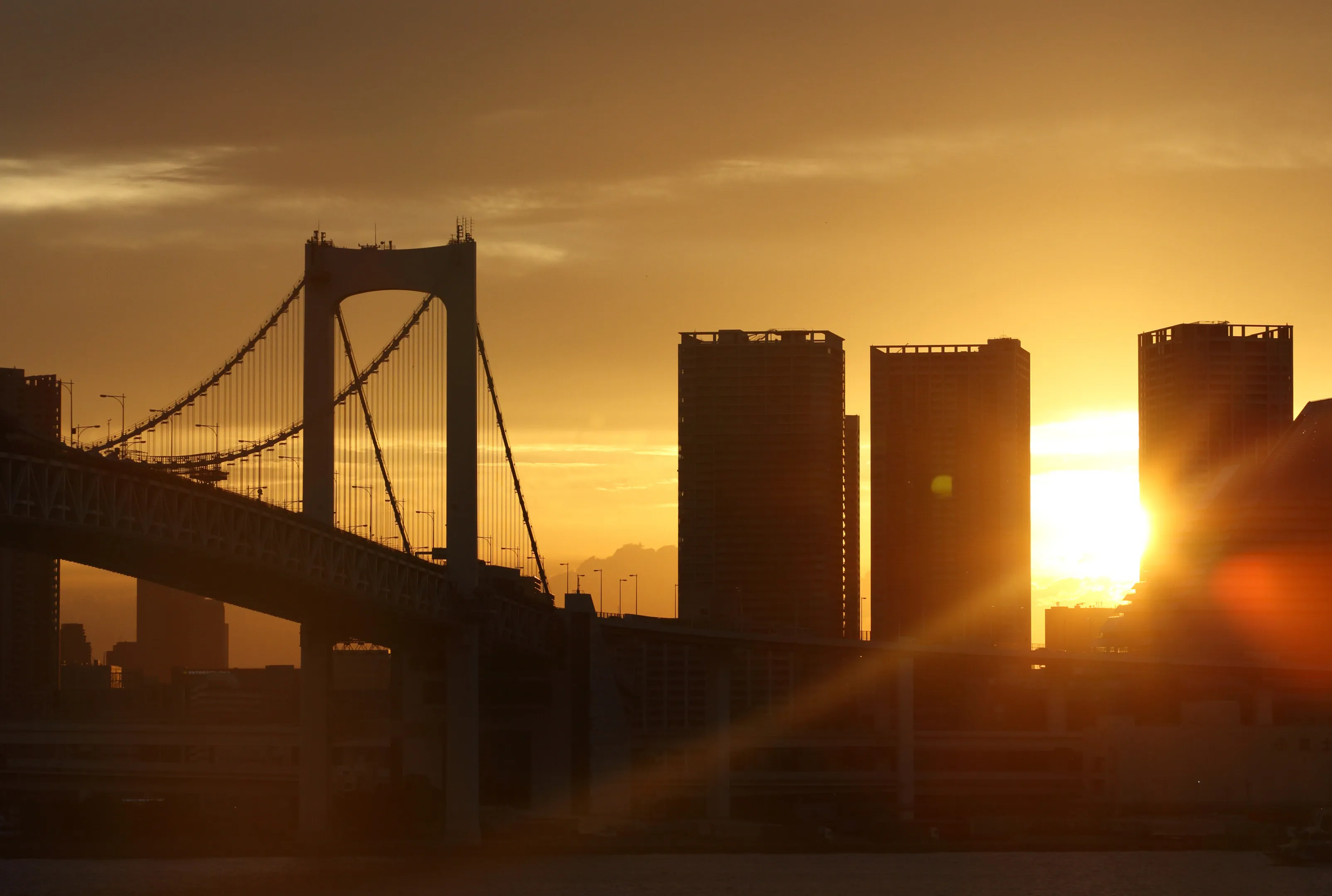 Images Of Odaiba Area At Sunset Ahead Of Japan's Second-Quarter GDP Figures
