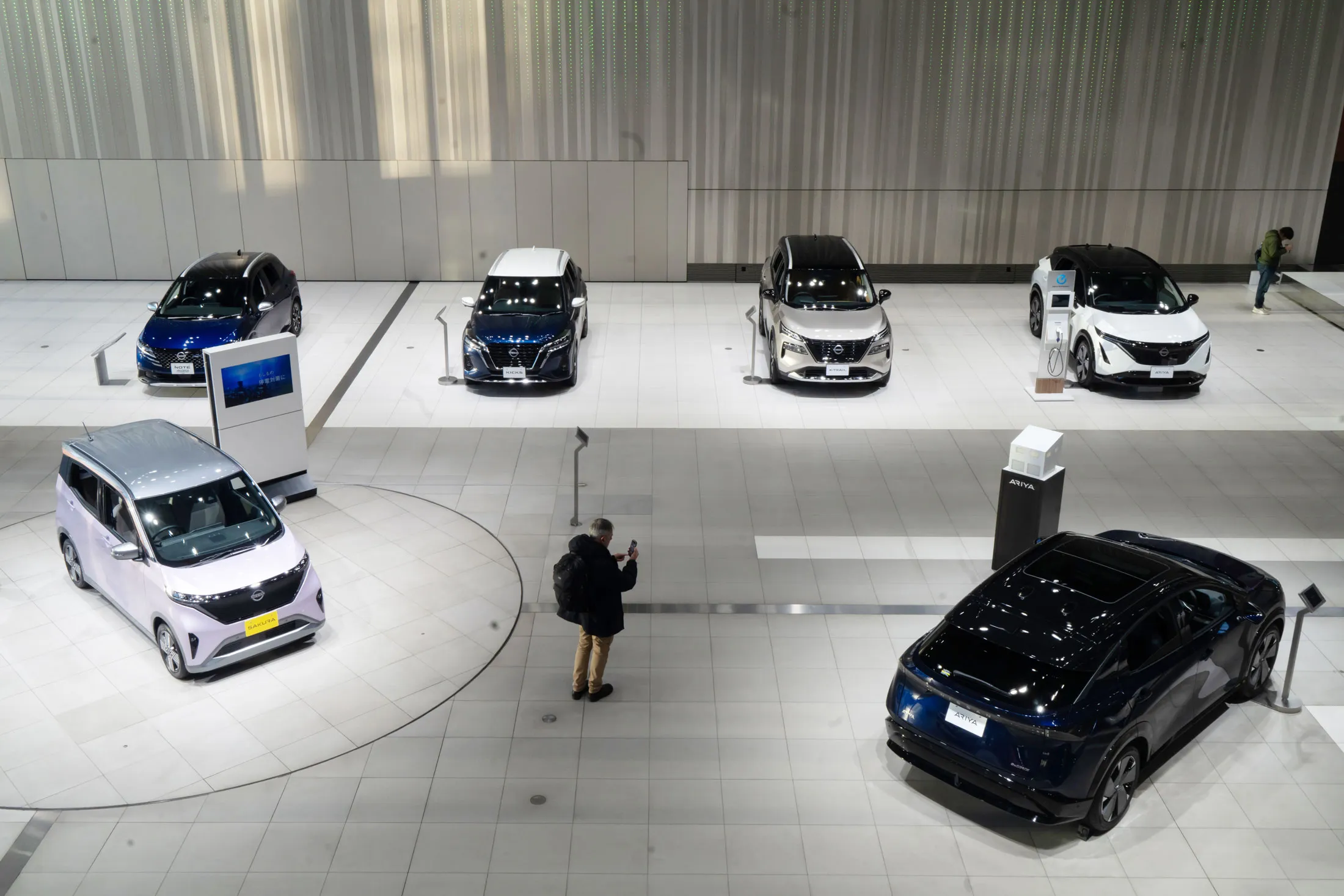 Vehicles on display at the Nissan headquarters in Yokohama.