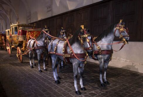 Equestrian regalia on display at La Galerie Des Carrosses.