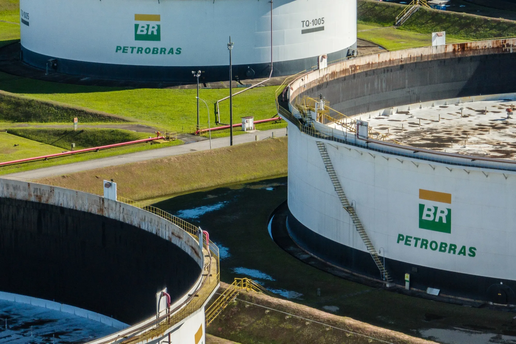 Storage tanks near the Petrobras Reduc refinery in Duque de Caxias, Brazil.