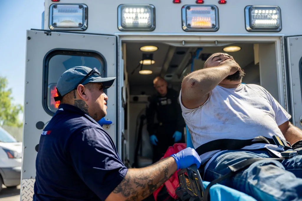 A patient being treated for&nbsp;chest pain after working in the Texas heat&nbsp;for hours.&nbsp;