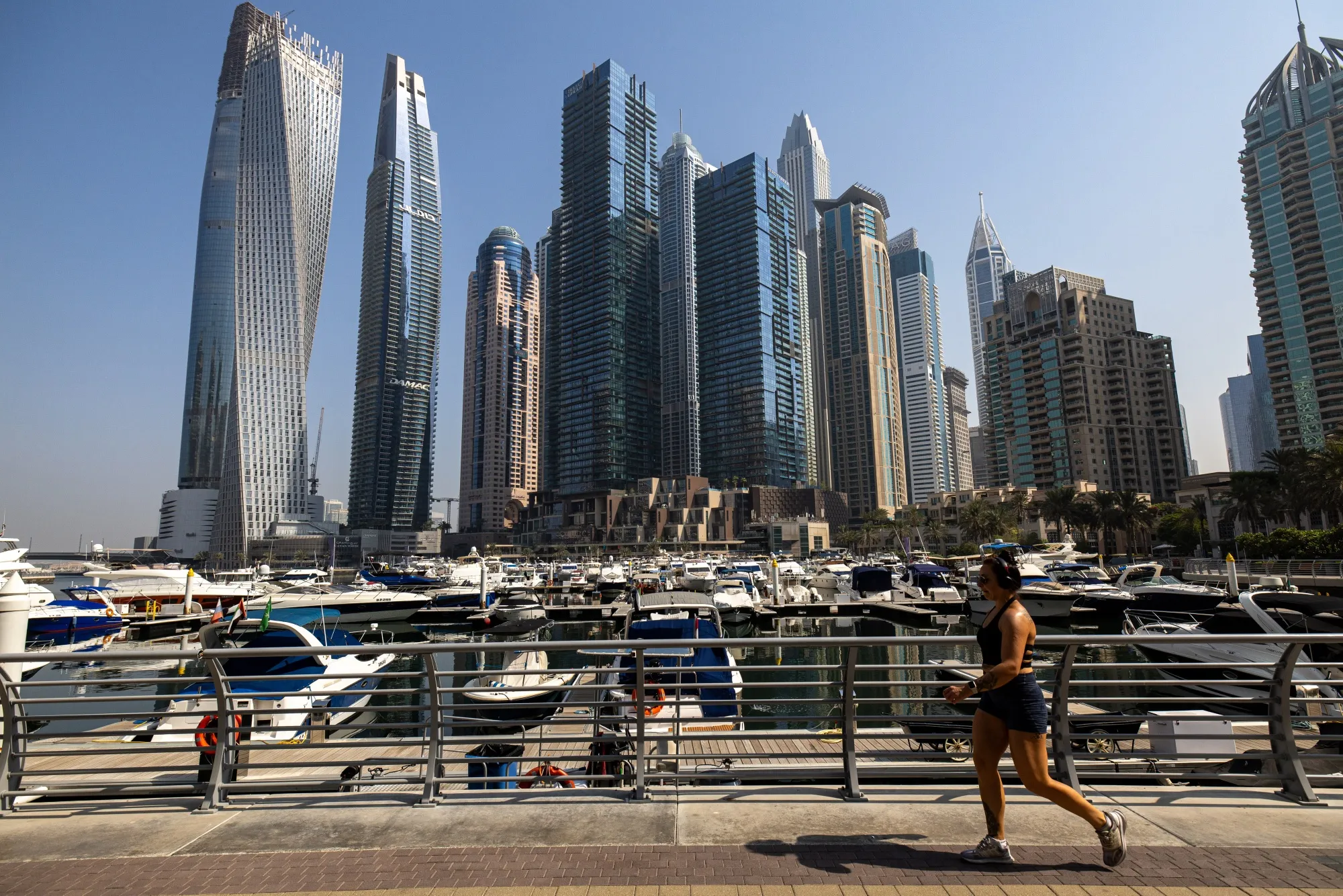 Residential and commercial skyscraper buildings in the Dubai Marina district of Dubai.