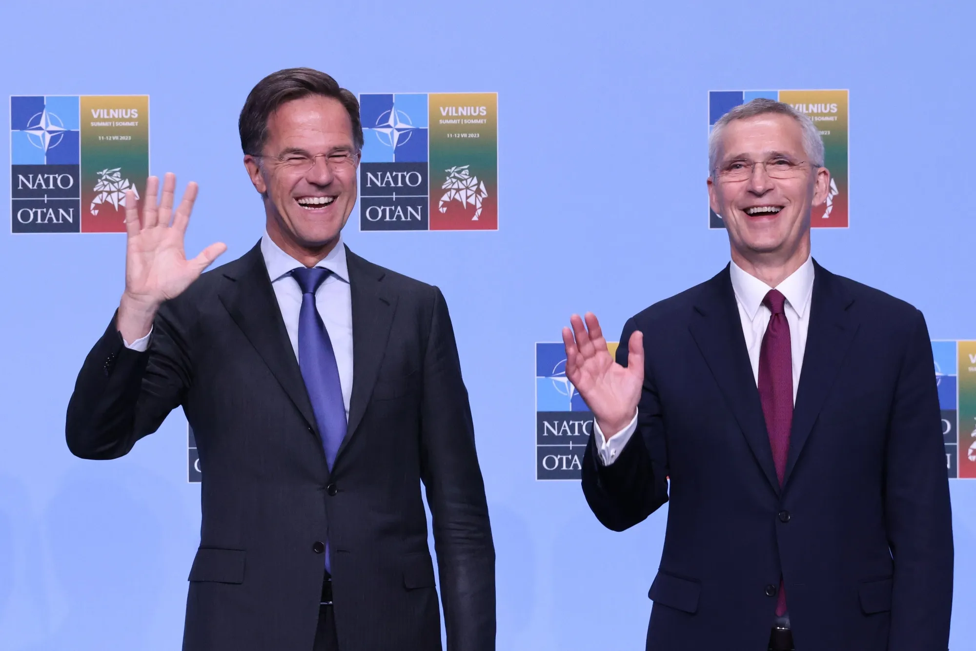 Mark Rutte, left, and Jens Stoltenberg.