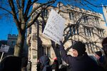 Protesting an invitation to Steve Bannon to speak at the University of Chicago.