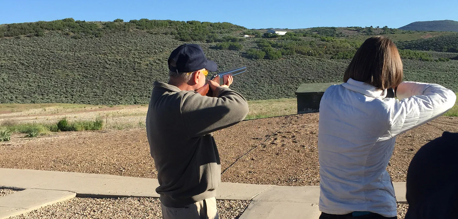 South Carolina Senator Lindsey Graham skeet-shooting in Park City, Utah on June 13, 2015
