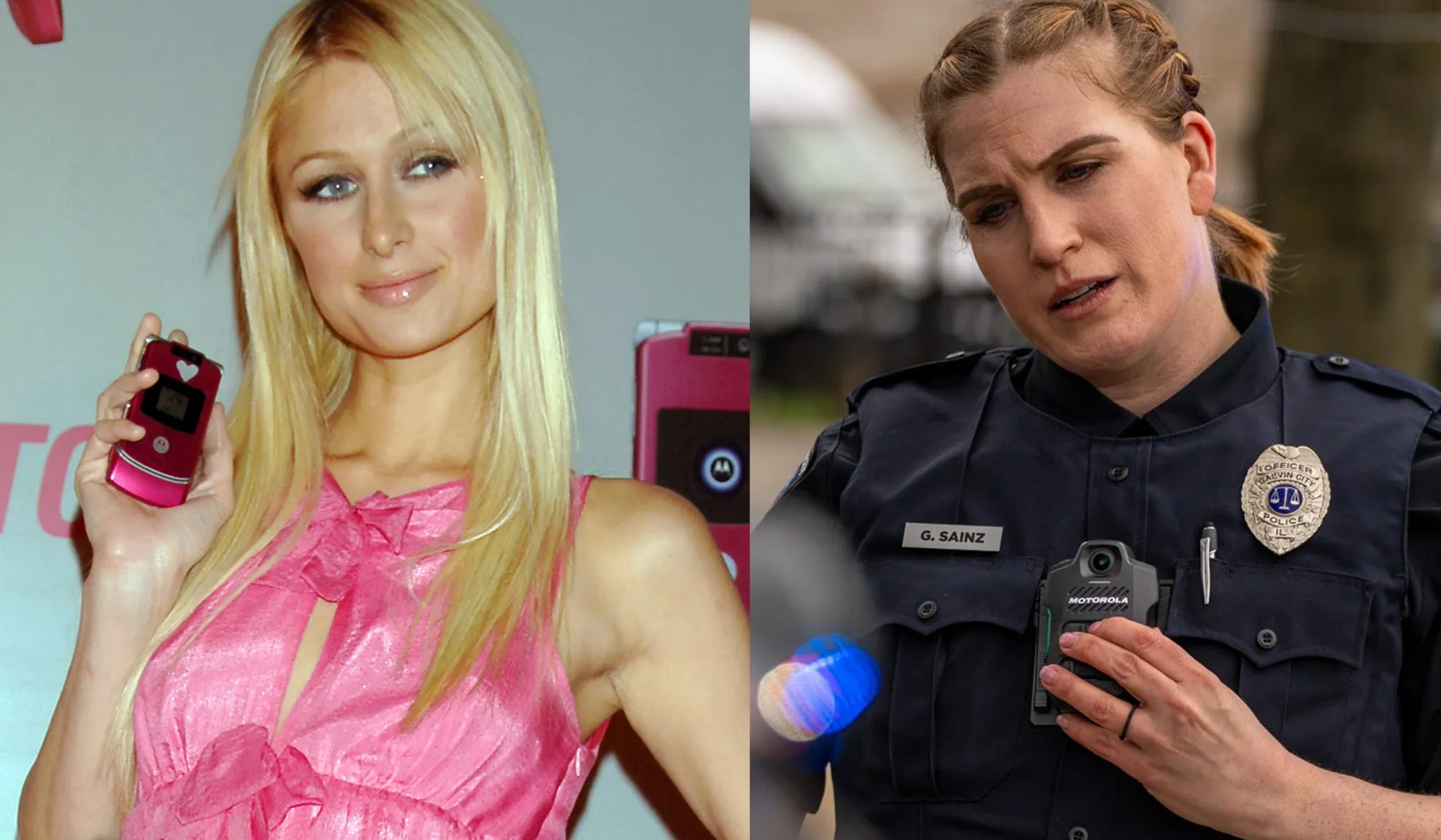 Paris Hilton with a Motorola RAZR at a 2006 launch event. Motorola Solutions is now focused on&nbsp;public safety, and launched the SVX video remote speaker microphone for first responders in 2025.
