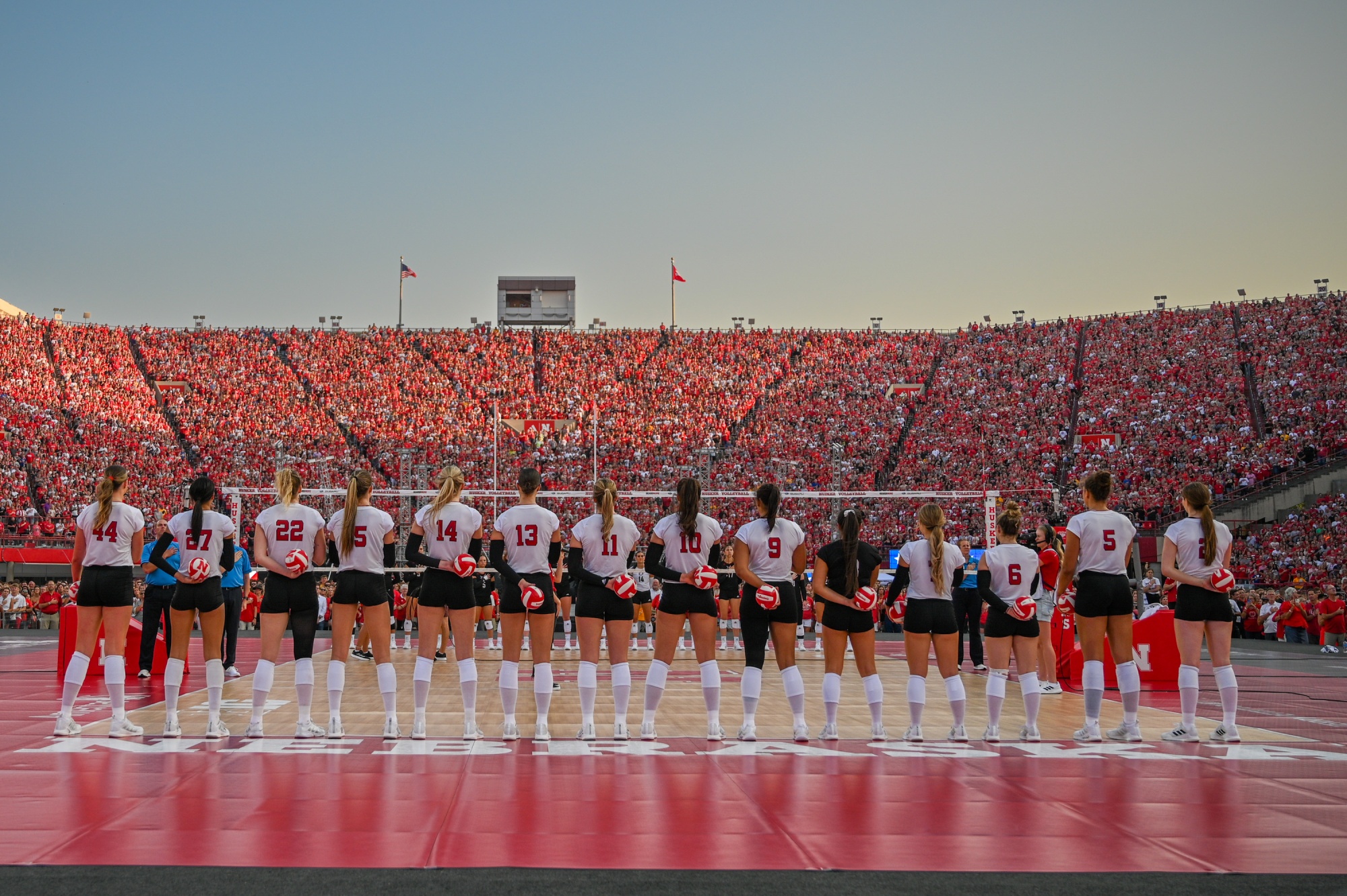 The University of Nebraska volleyball team drew 92,000 fans for a 2023 game played at the school’s football stadium Photographer: Steven Branscombe/Getty Images