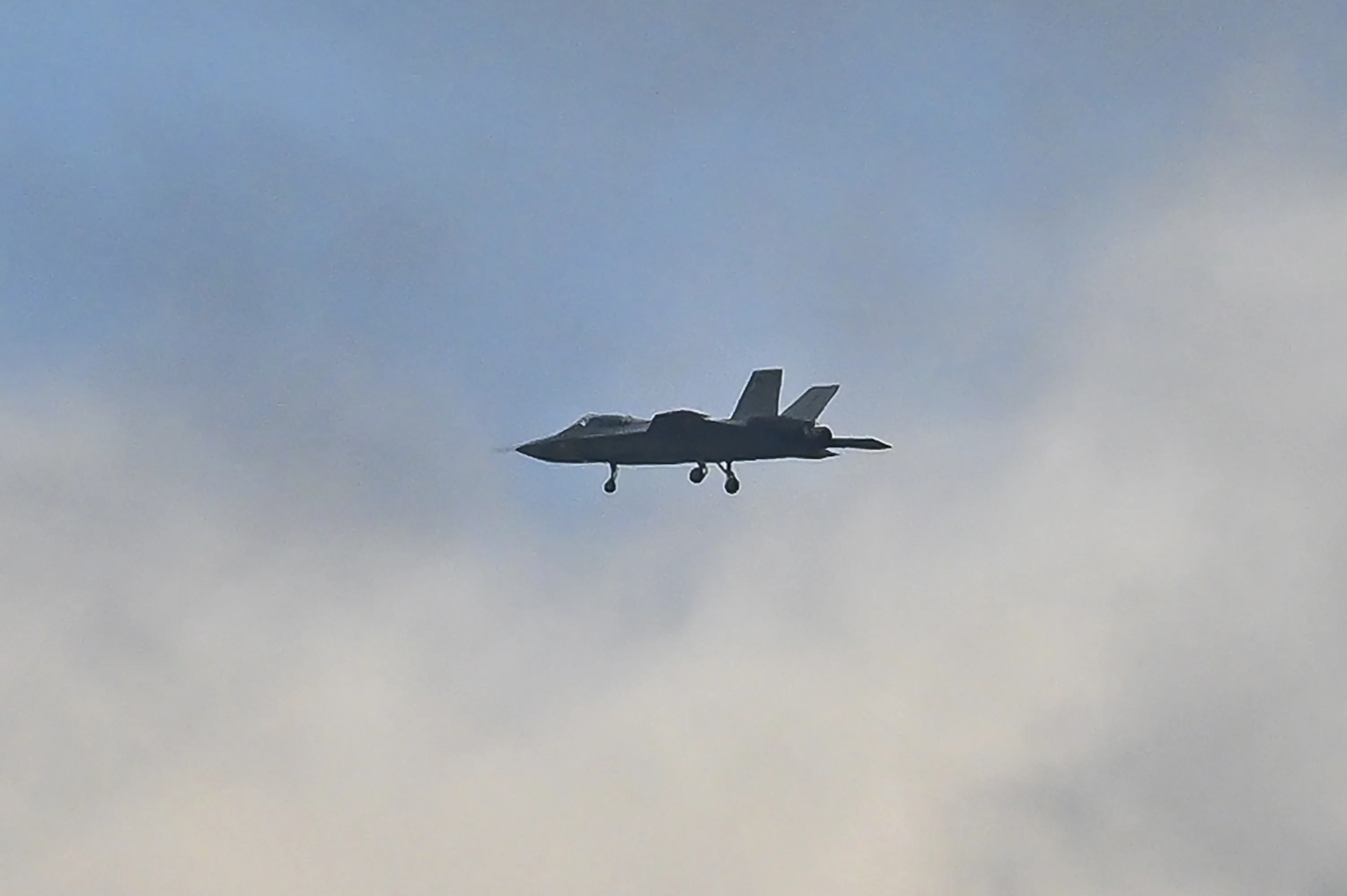 The Turkish fighter jet TAI Kaan conducts its maiden flight in Ankara, Turkey, on Feb. 21.