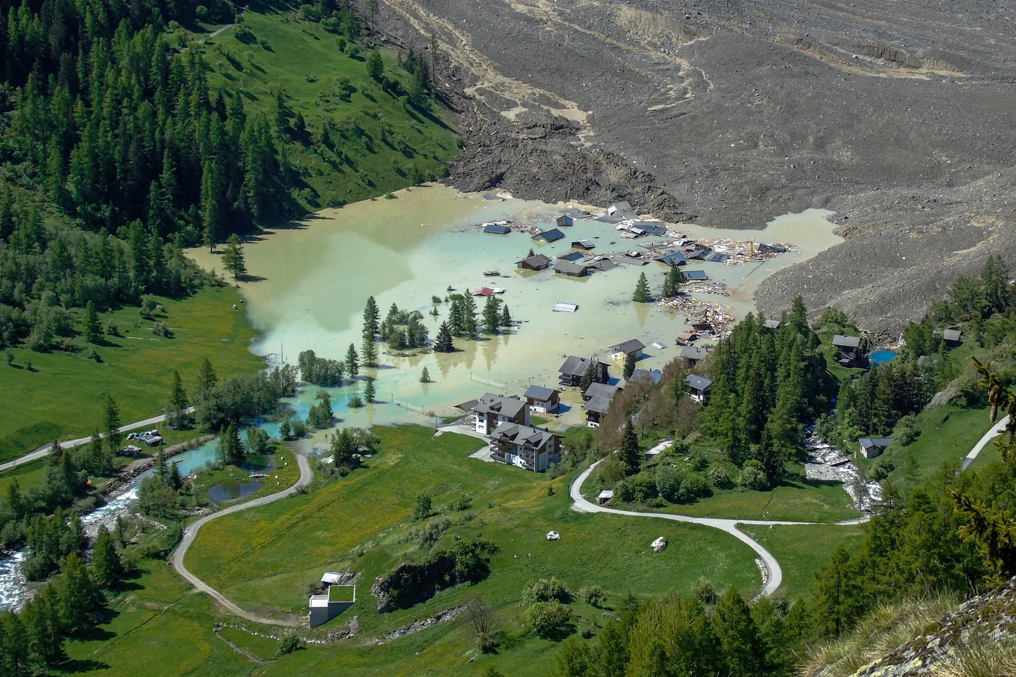 The Swiss village of Blatten following the collapse of a glacier&nbsp;on May 29.