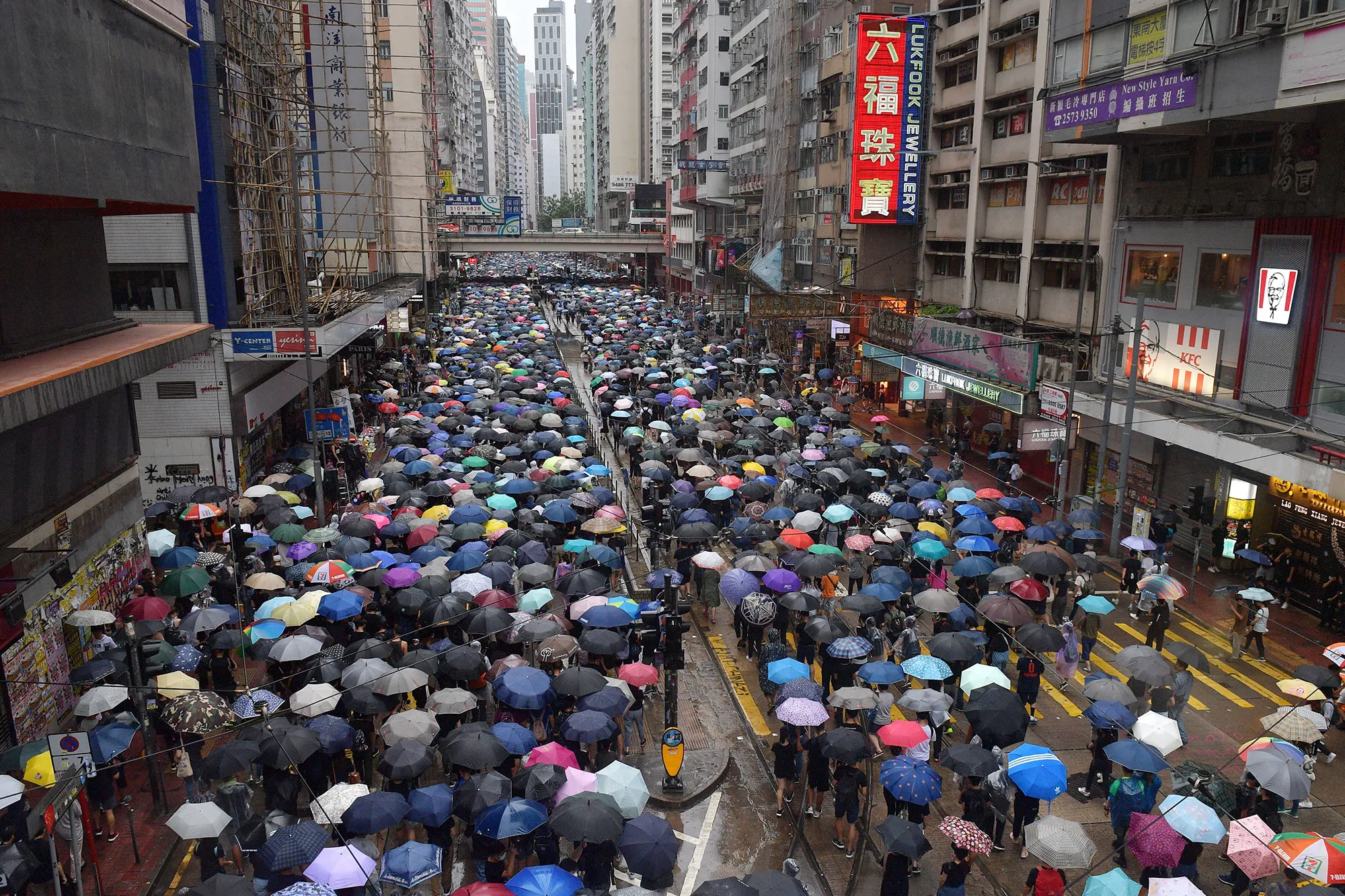 Protest march from the Causeway Bay shopping district of Hong Kong on Oct.&nbsp;6.