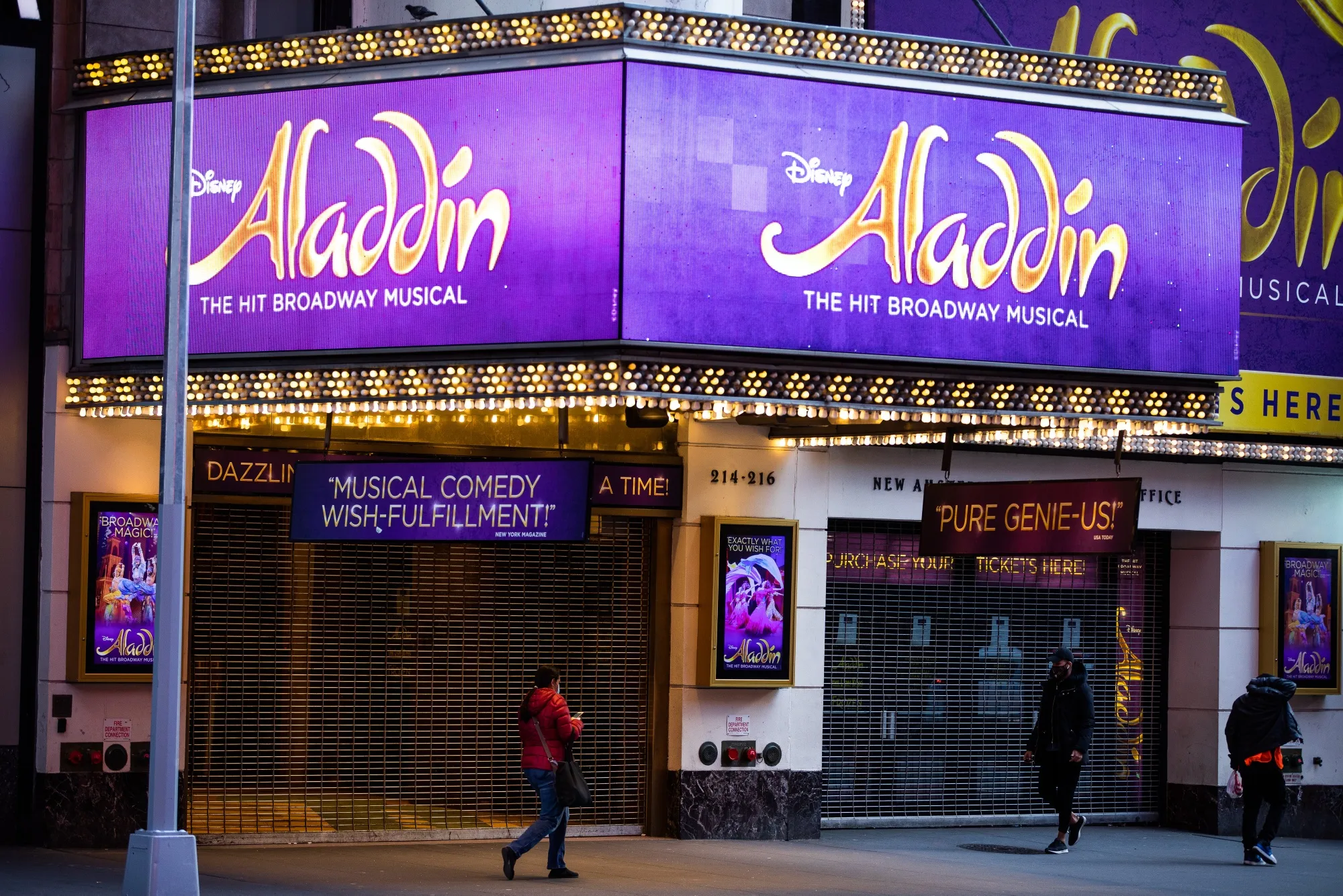 The New Amsterdam Theatre closed in Times Square.