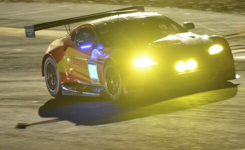 New Zealand's Richie Stanaway drives his Aston Martin Vantage V8 during the 83rd Le Mans 24-hour endurance race, on June 13, 2015, in Le Mans, western France.