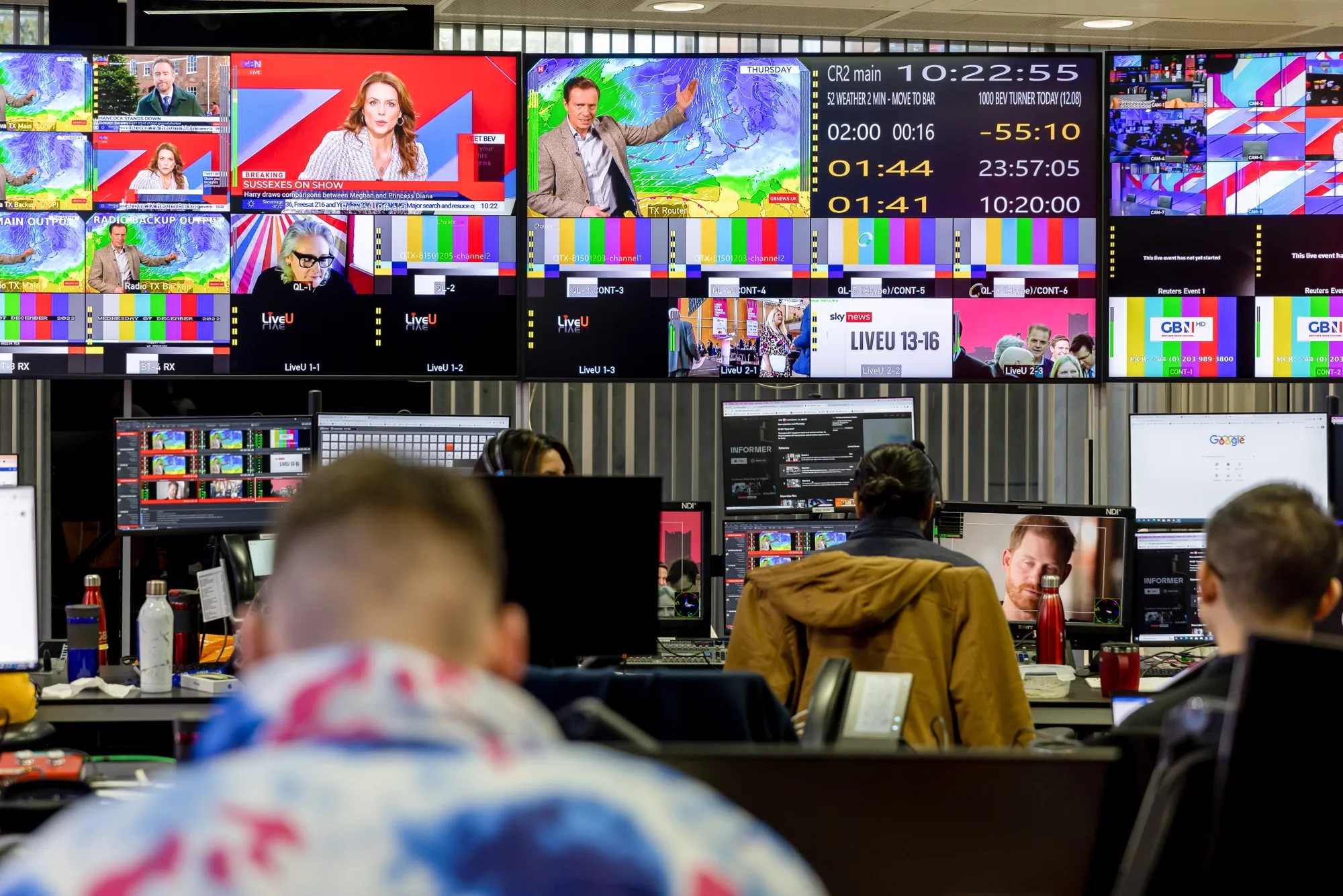The GB News television studio in London