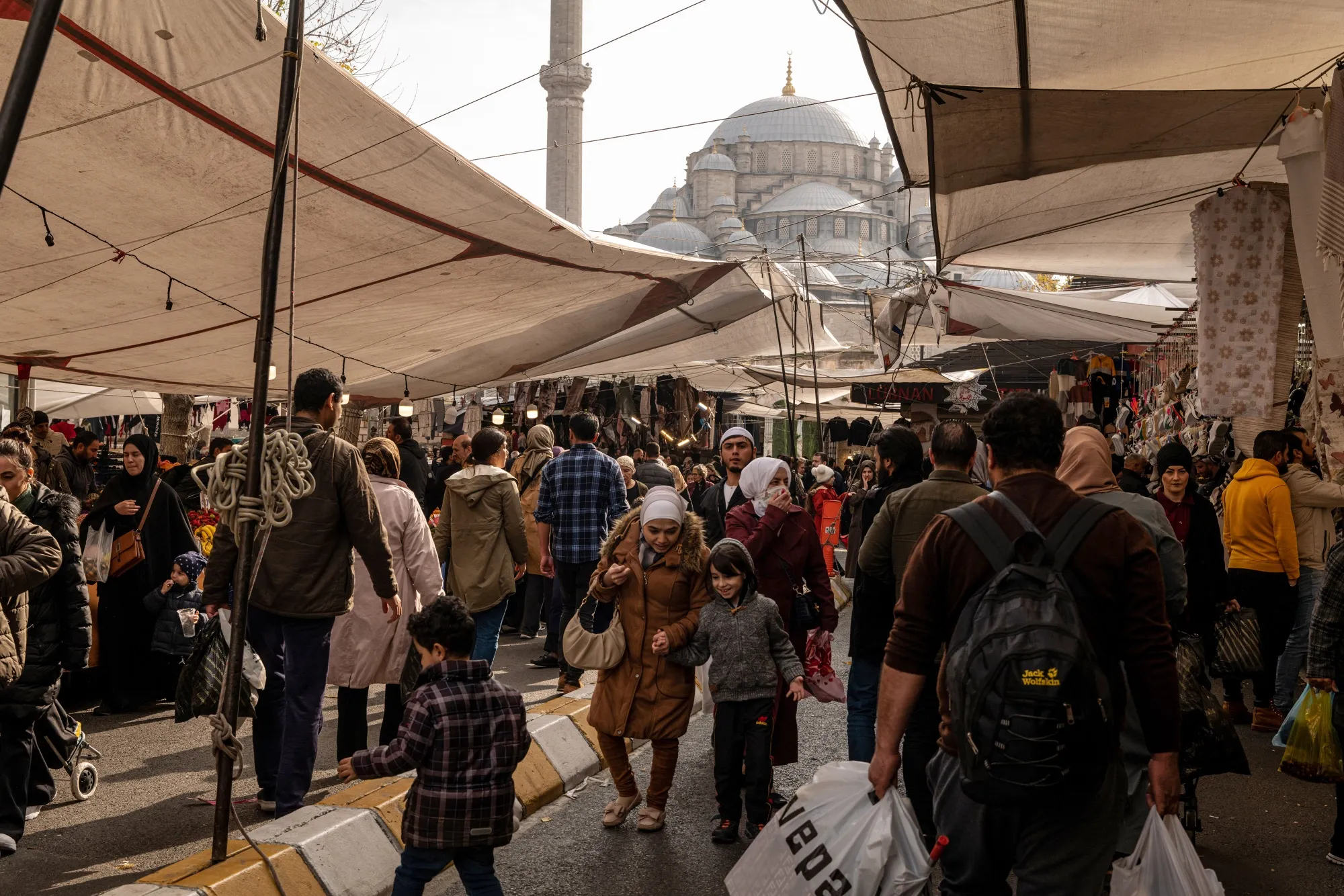 A arket outside the Fatih Mosque, in Istanbul.&nbsp;
