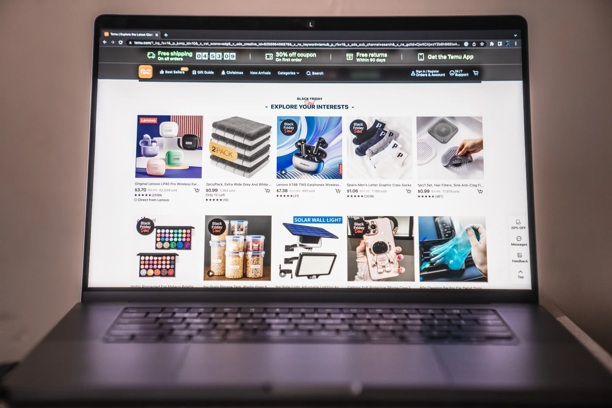 The Temu website