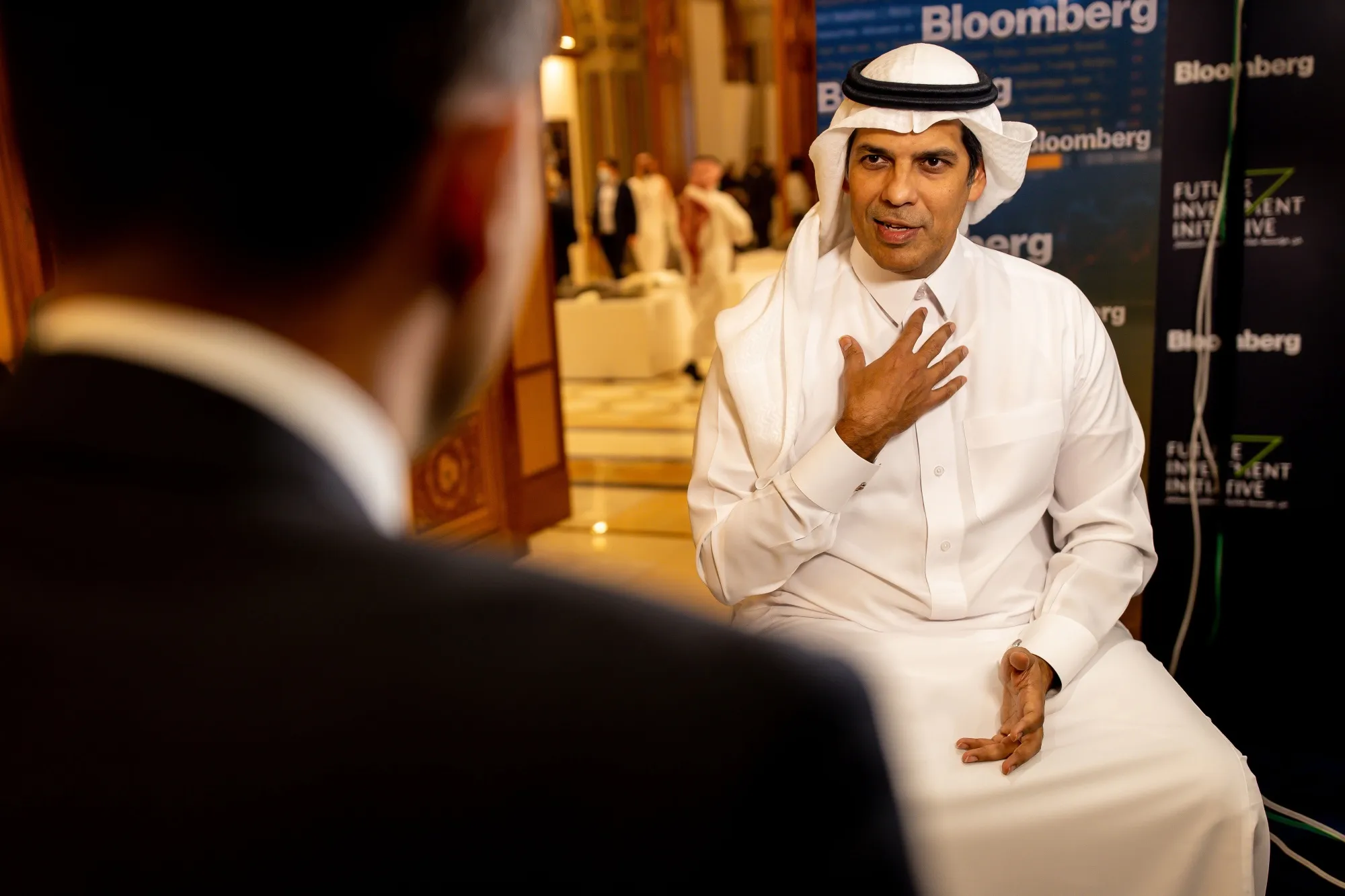 Nabeel Al-Amudi during an interview at the FII conference in Riyadh, Oct. 27.