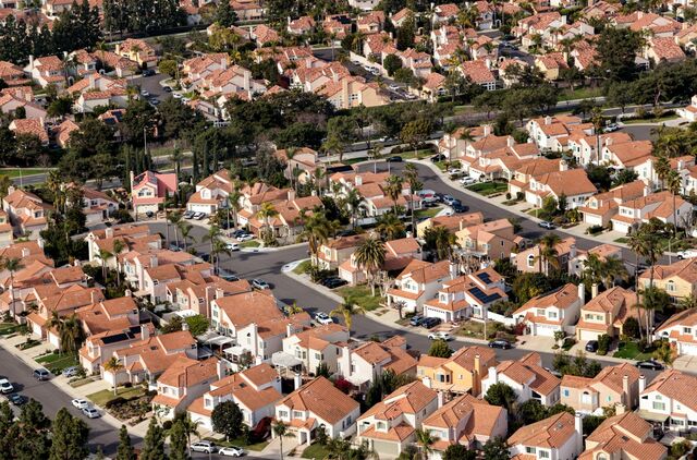 Aerial view of Irvine, California houses