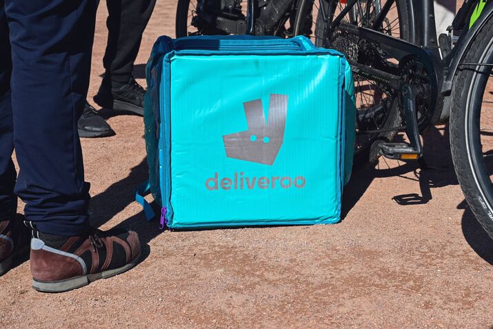 A deliveroo courier in Lyon, France.