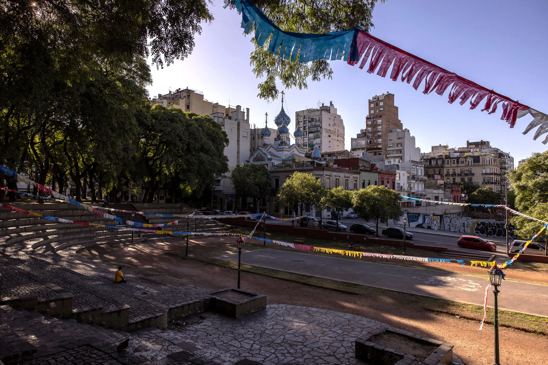 The Russian Orthodox Church in the San Telmo neighborhood, Buenos Aires, Argentina. Russians have been arriving in droves since the start of the Ukrainian invasion just over a year ago.&nbsp;