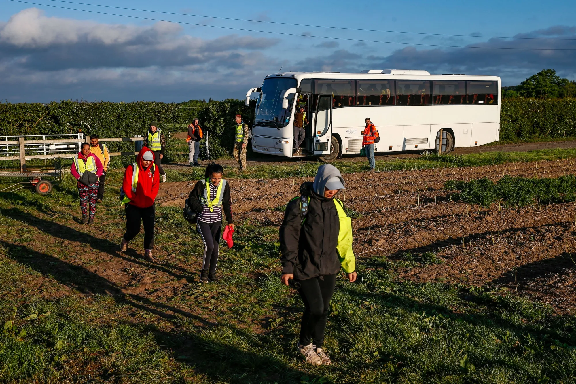 Seasonal foreign farm workers&nbsp;in Hurcott, U.K. earlier this year.