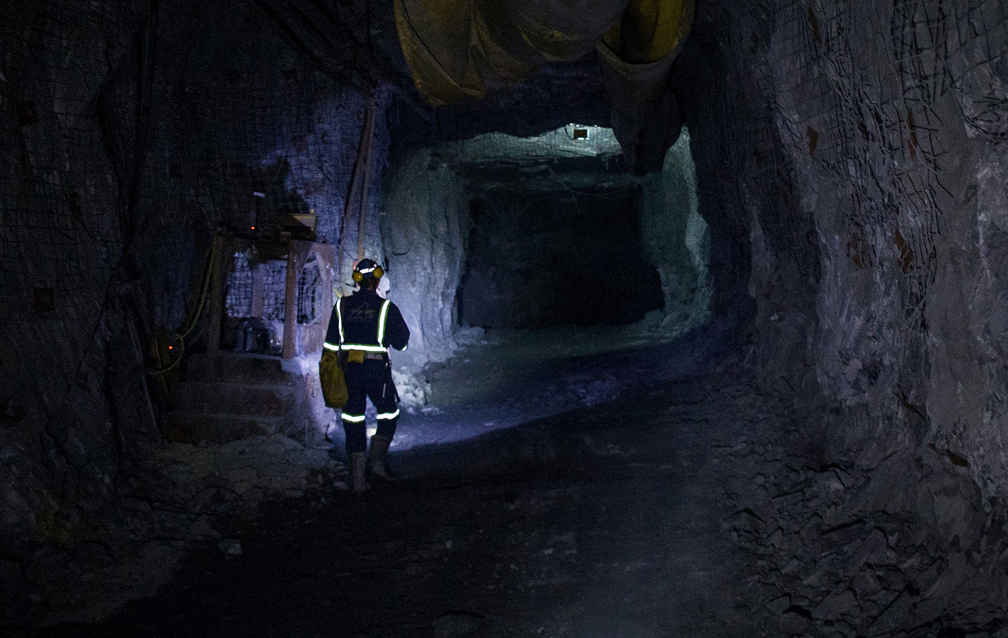 A contractor works at an underground mine in Malartic, Quebec, Canada.
