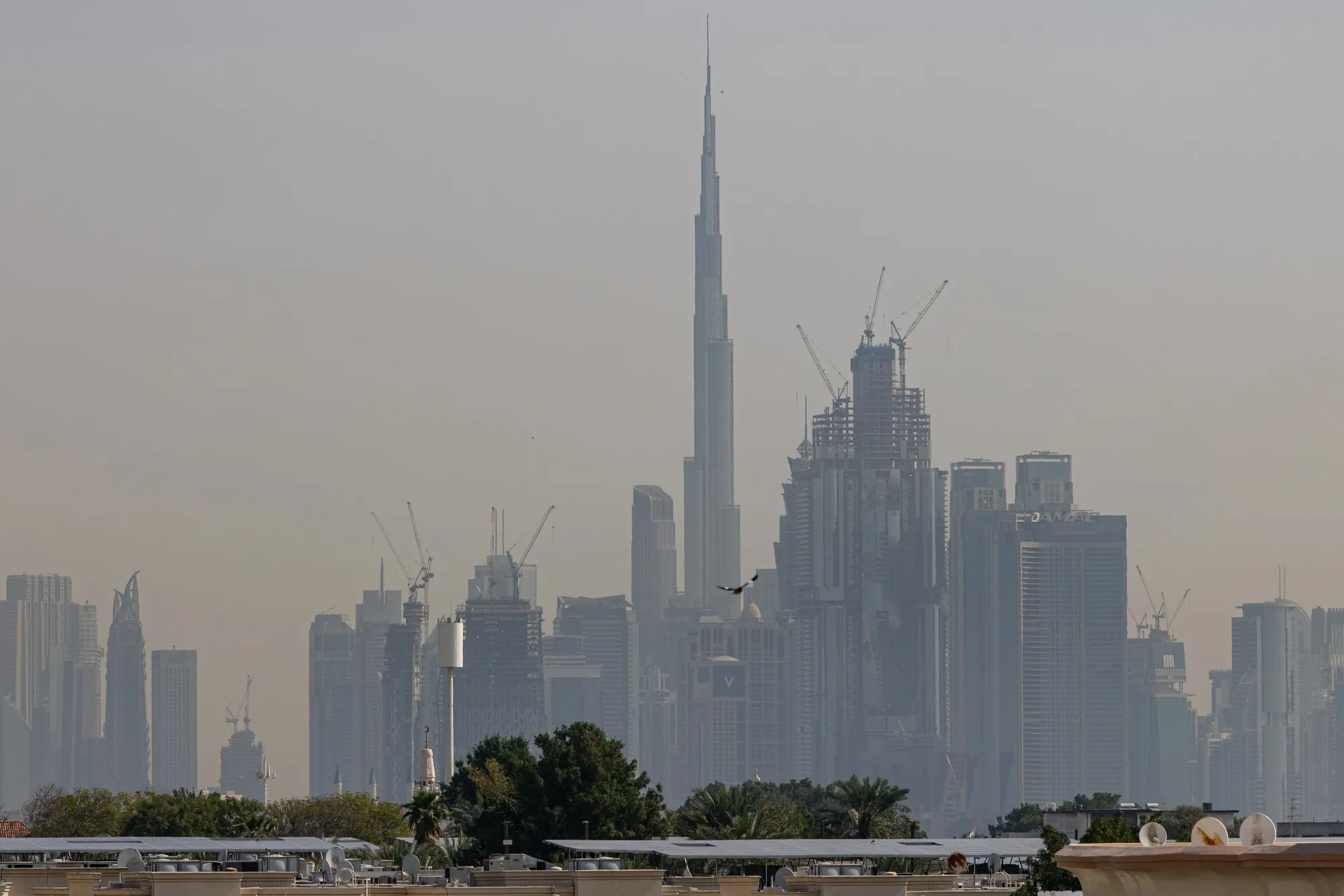 The Burj Khalifa skyscraper on Dubai’s skyline after an Iranian missile attack was reported in the emirate on March 1.