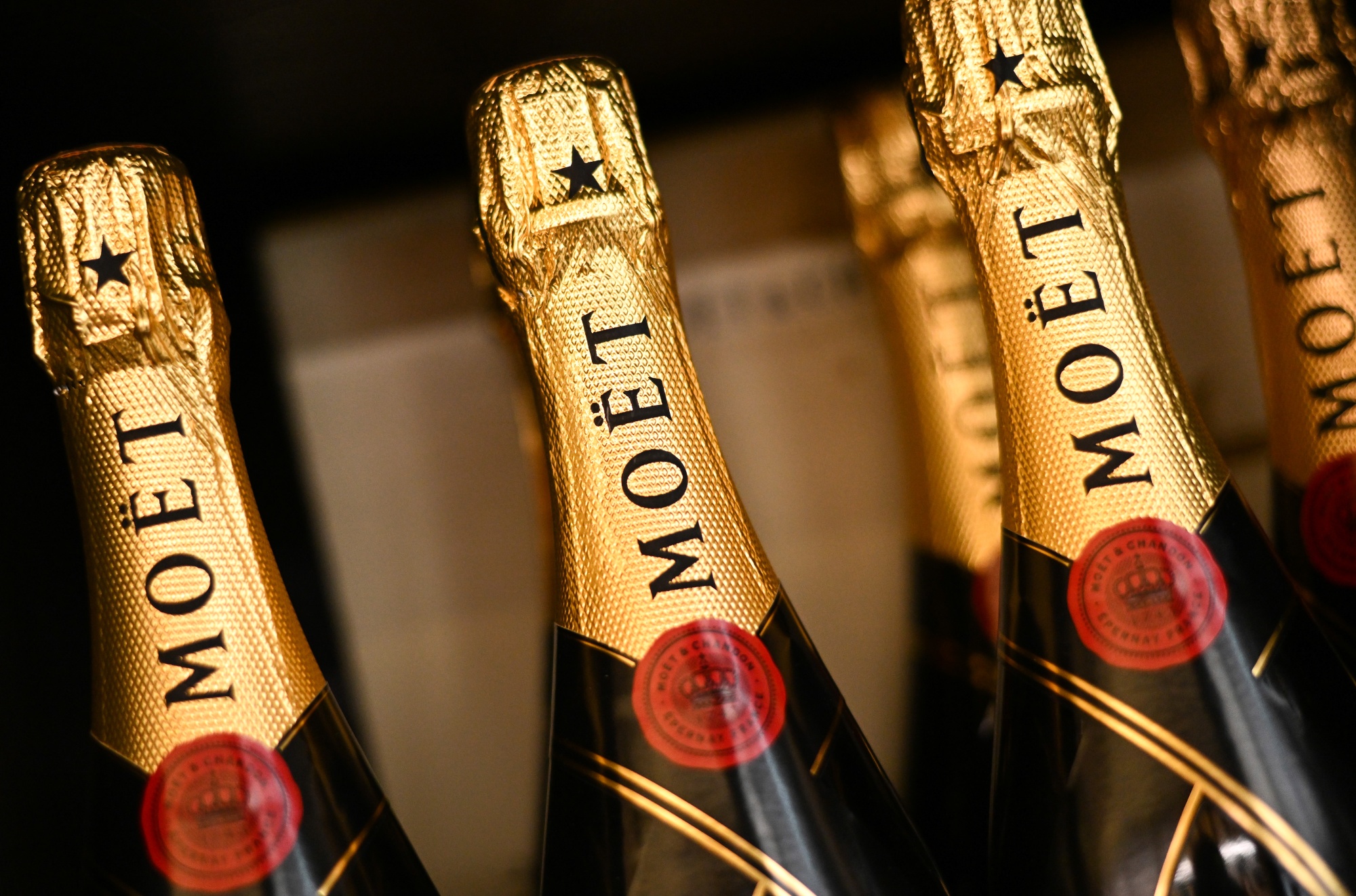 Bottles of Moet and Chandon champagne