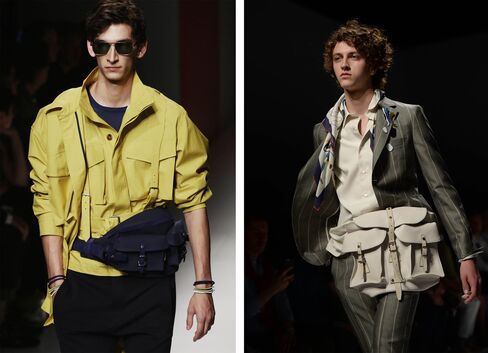 Two fanny packs that appeared at the Ferragamo show.