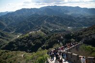Tourists at the Great Wall of China