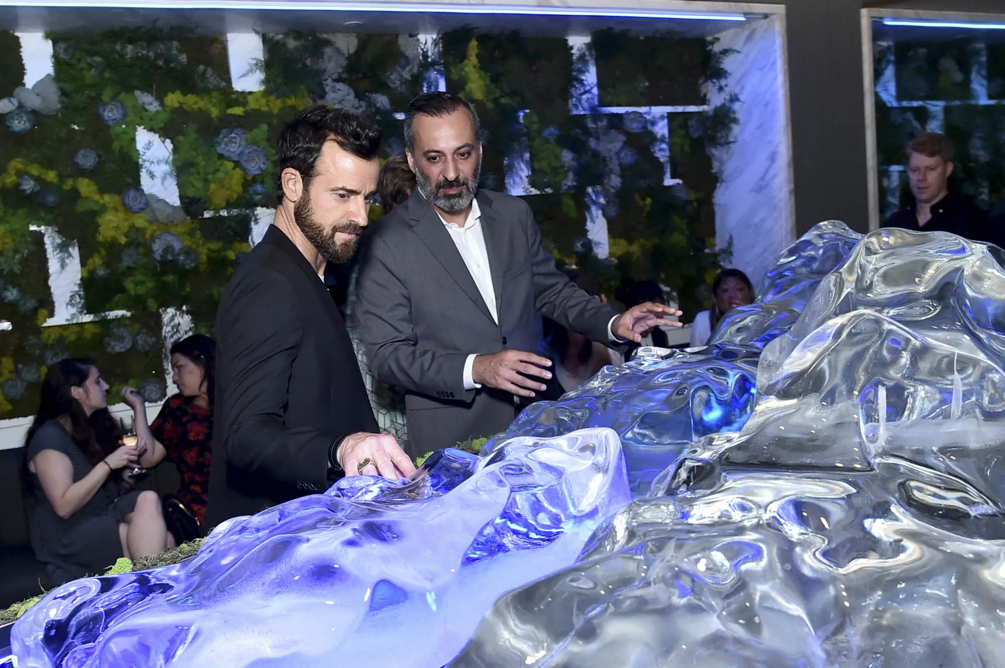 Actor Justin Theroux (left) and Mazdack Rassi, co-founder of Milk Studios, attended the opening party for Lexus Intersect.