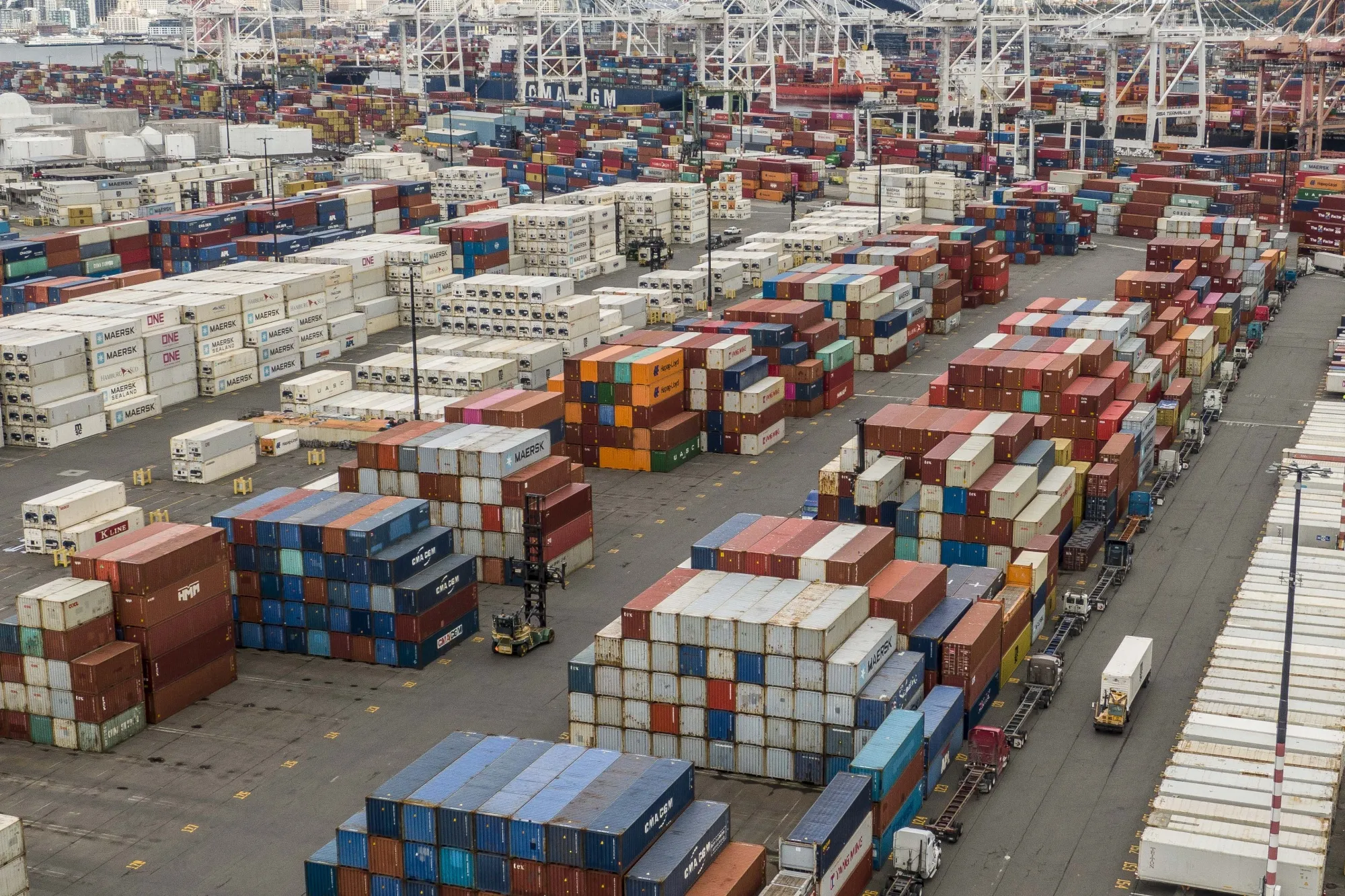 Shipping containers at the Port of Seattle.