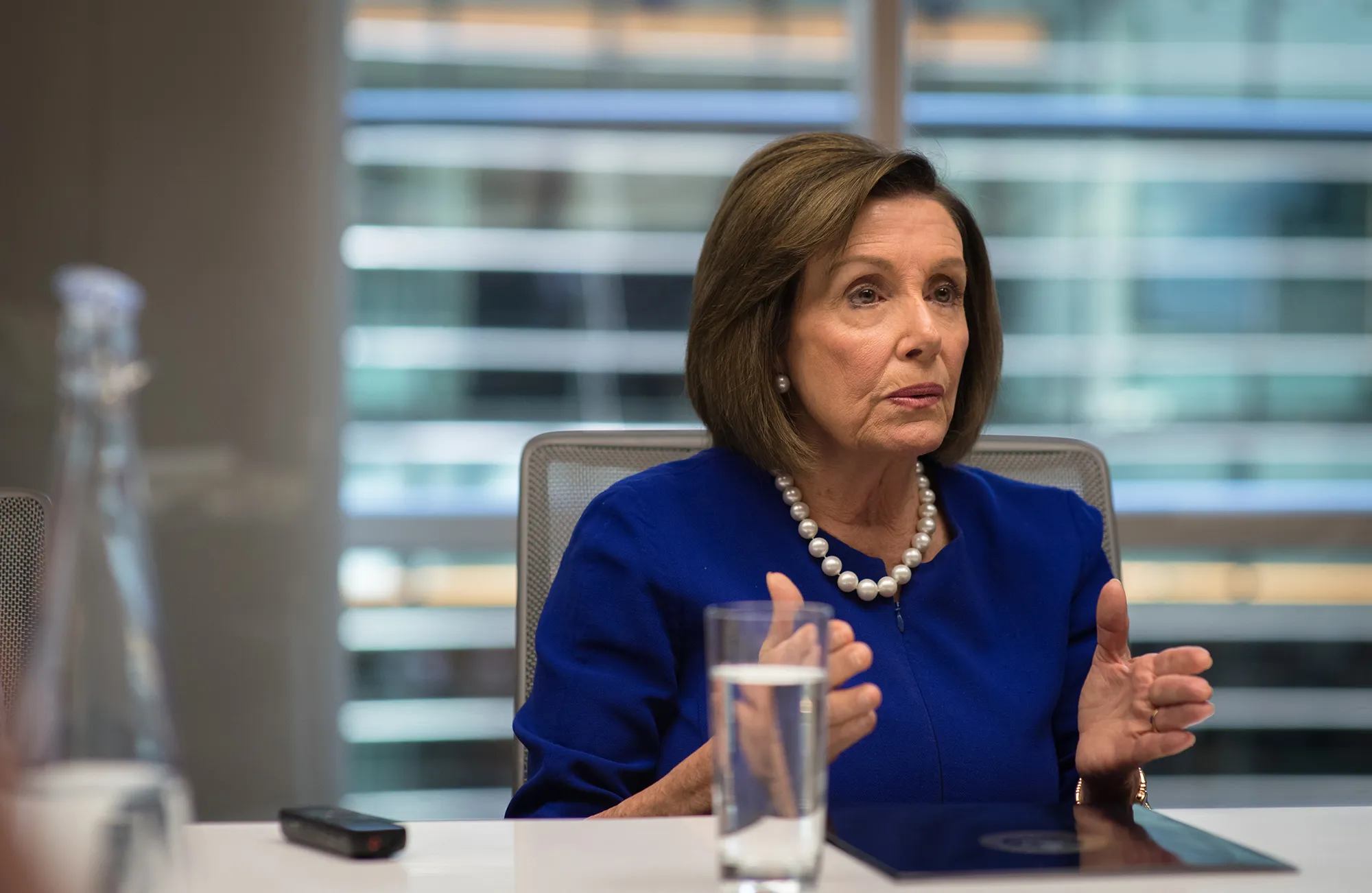 Nancy Pelosi speaks during an interview in New York on Nov. 1.