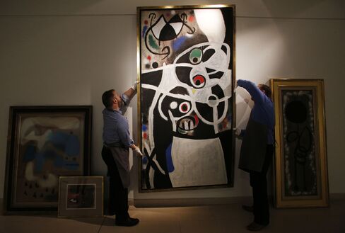 Artist Juan Miro's Oil Canvas “Femmes et Oiseaux”